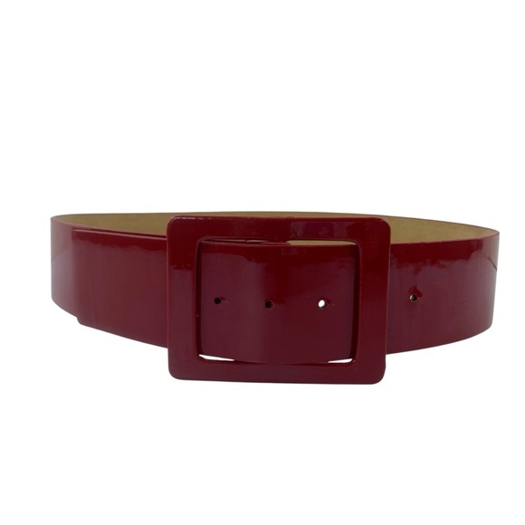 Apt. 9 Women’s Red Patent‎ Leather High Waist Rectangle Buckle Fashion Belt - Picture 1 of 10
